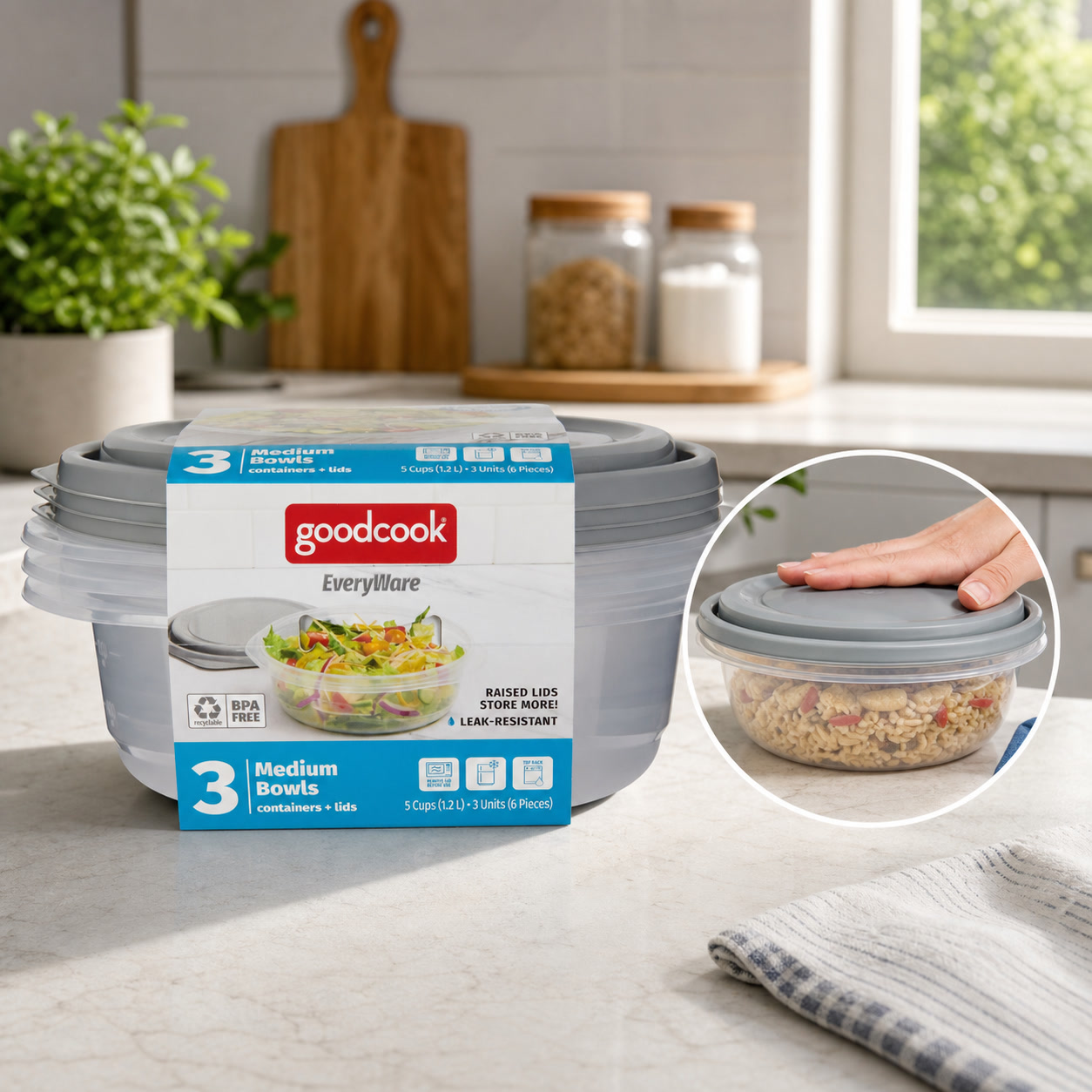 Meal Prep Container - 6pcs Round 5 Cup Food Storage
