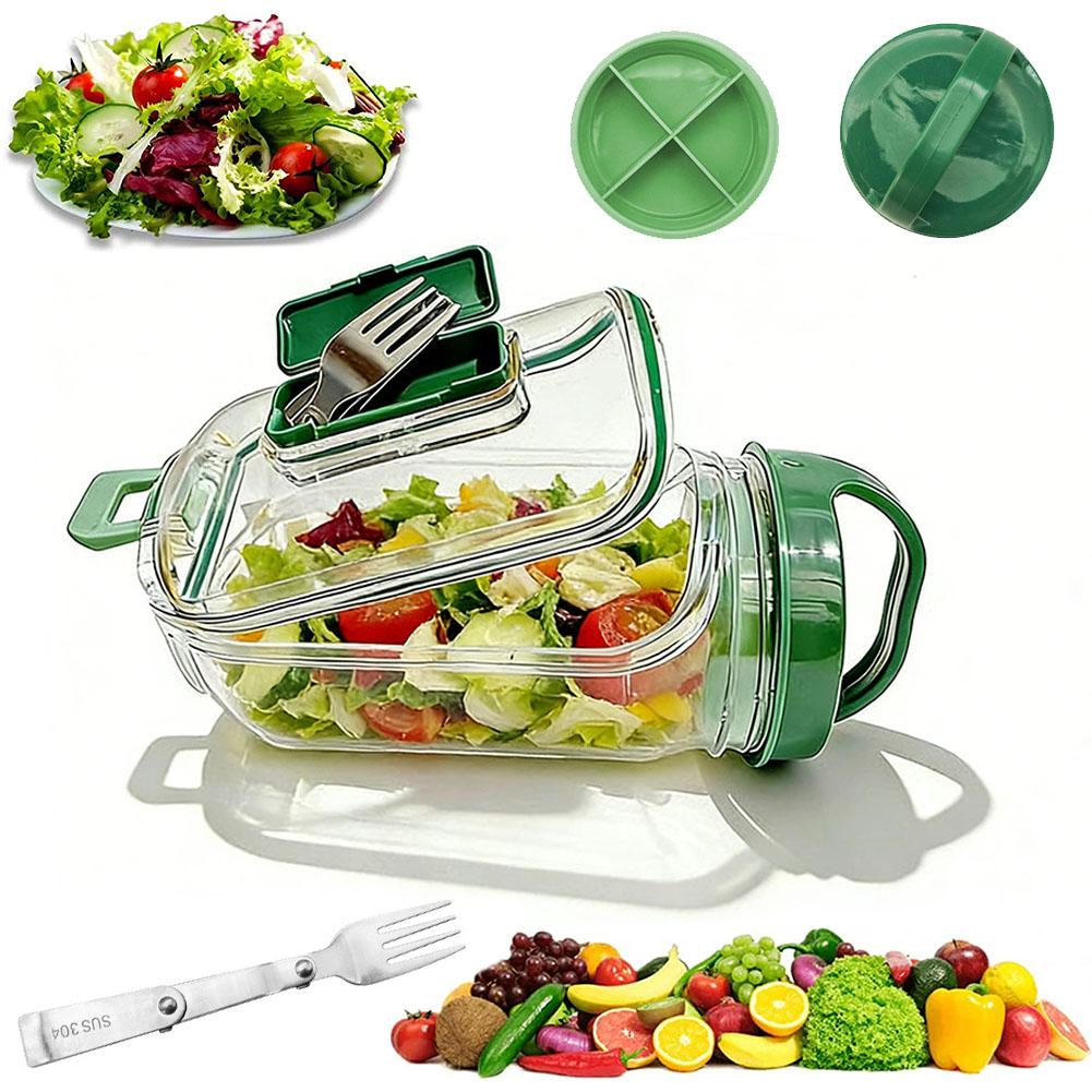 Meal Prep Container - Portable Salad Container Jar with Fork