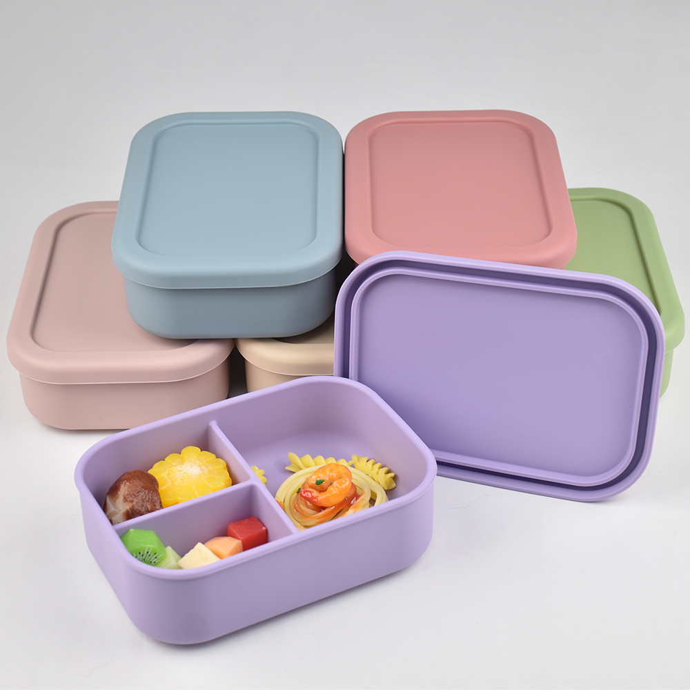 Meal Prep Lunch Boxes - 3-Compartment Food Grade Silicone Bento Lunch