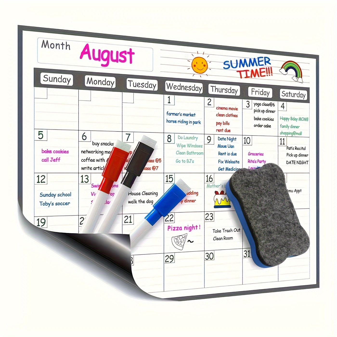 Meal Plan Notepad - Magnetic refrigerator calendar planner is erasable