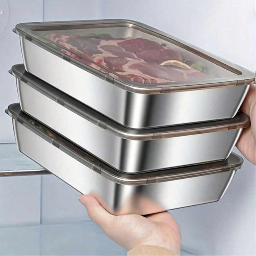 Meal Prep Lunch Boxes - 6pcs(3 Boxes+ 3 Lids) Stainless Steel