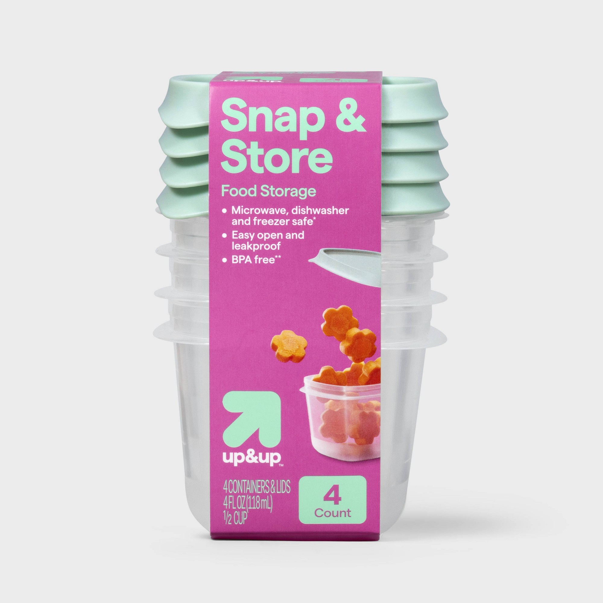 Meal Prep Container - 4ct Mini Square Half Cup Food