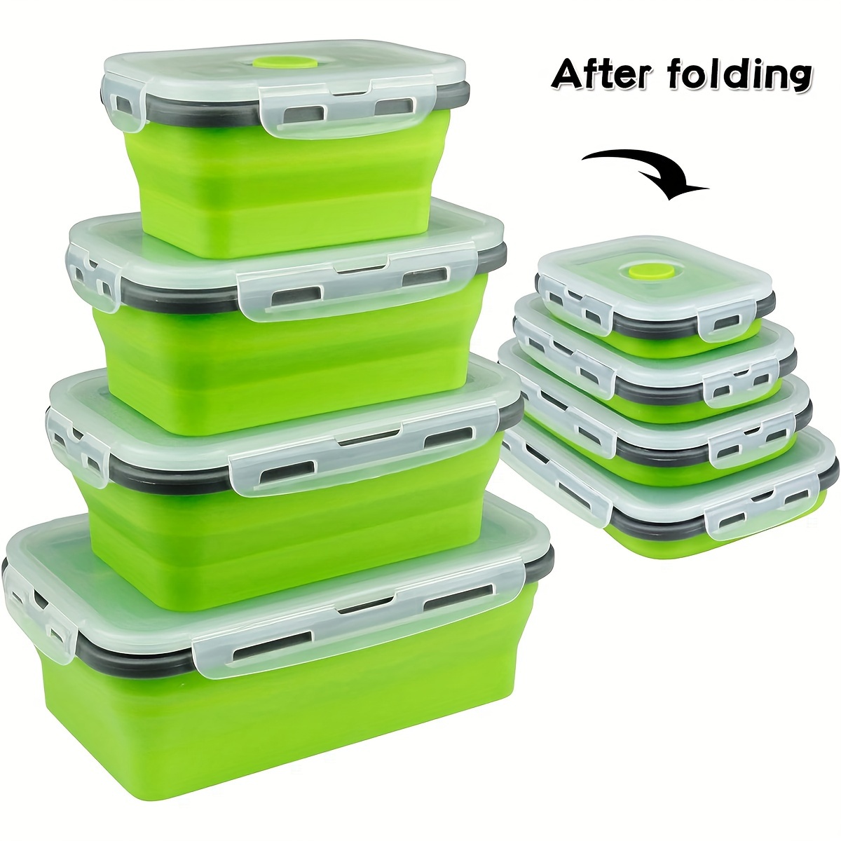 Meal Prep Microwave - 1/4PCS Folding Silicone Lunch Box Kitchen