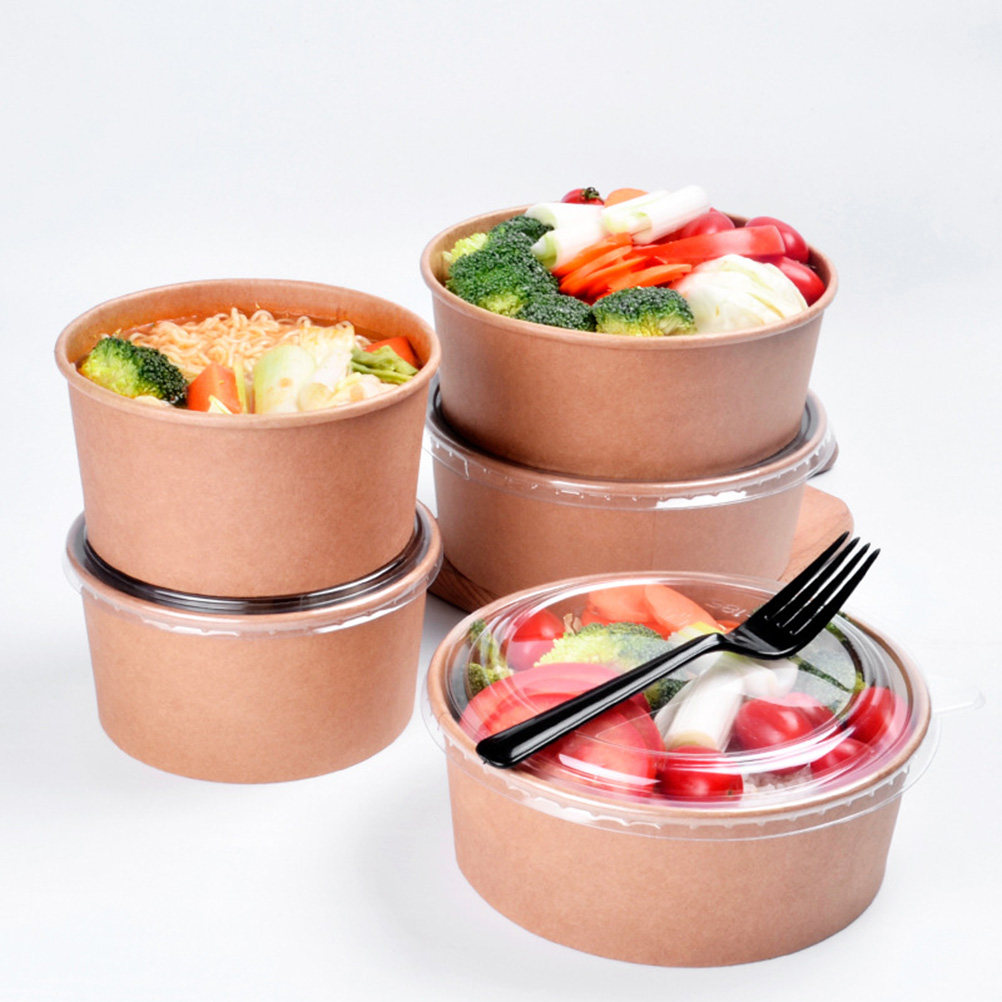 Meal Prep Container - 20Pcs Kraft Paper Bowls Leakproof Disposable