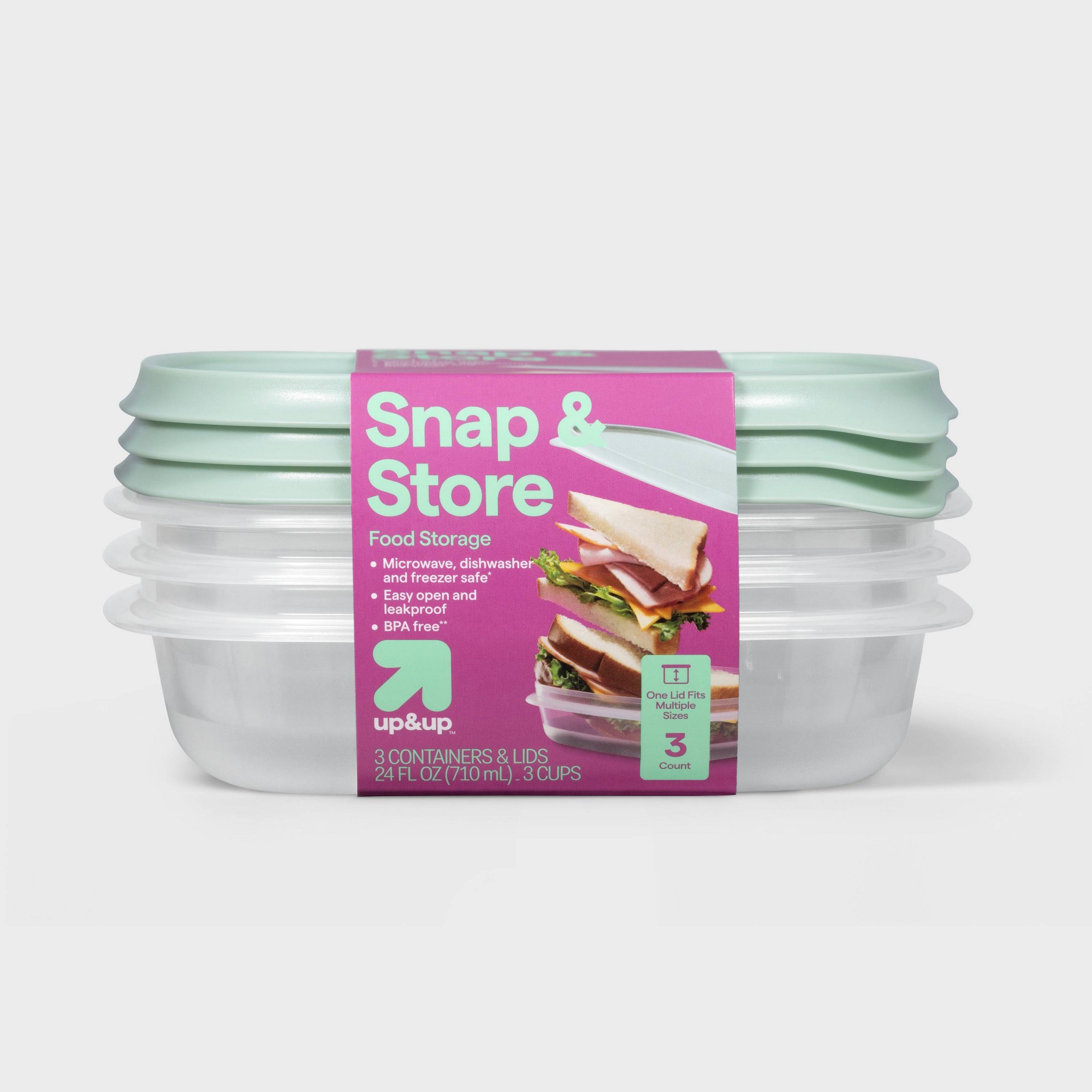 Meal Prep Container - 3ct Square Food Storage Containers With