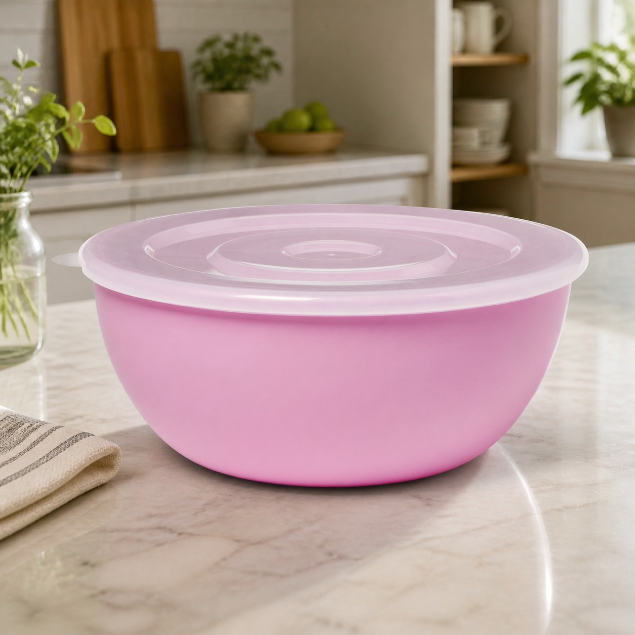 Meal Prep Container - Pink Bowl With Matching Lid, Durable