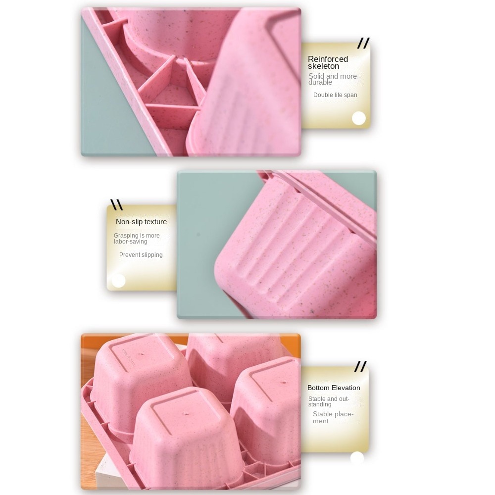 1pc Reusable Wheat Straw 4 Com - Meal Prep Lunch Boxes 评论和价格