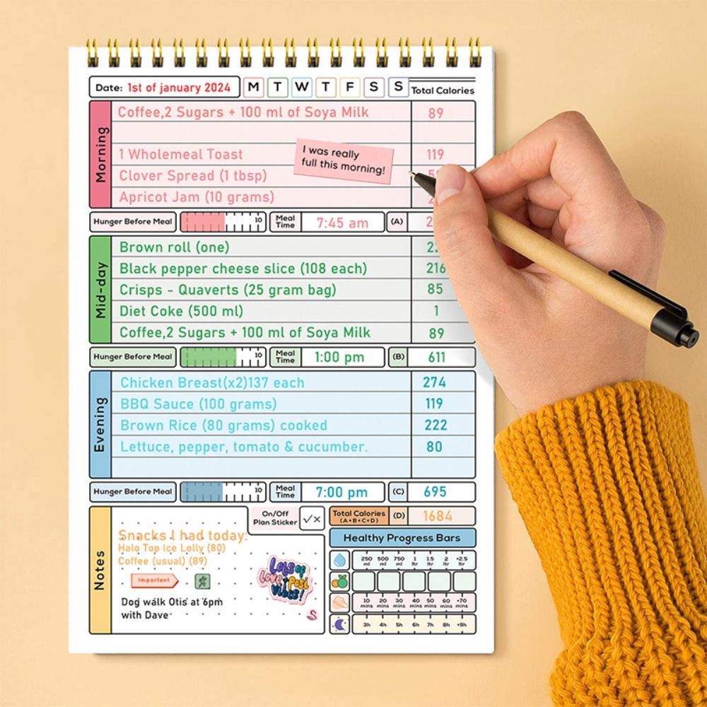 New A5 Daily Calorie Planner N - Meal Plan Notepad 评论和价格