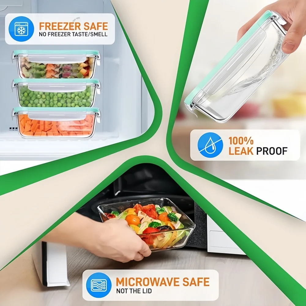 BPA-Free Glass Lunch Box Recta - Meal Prep Rezepte 评论和价格
