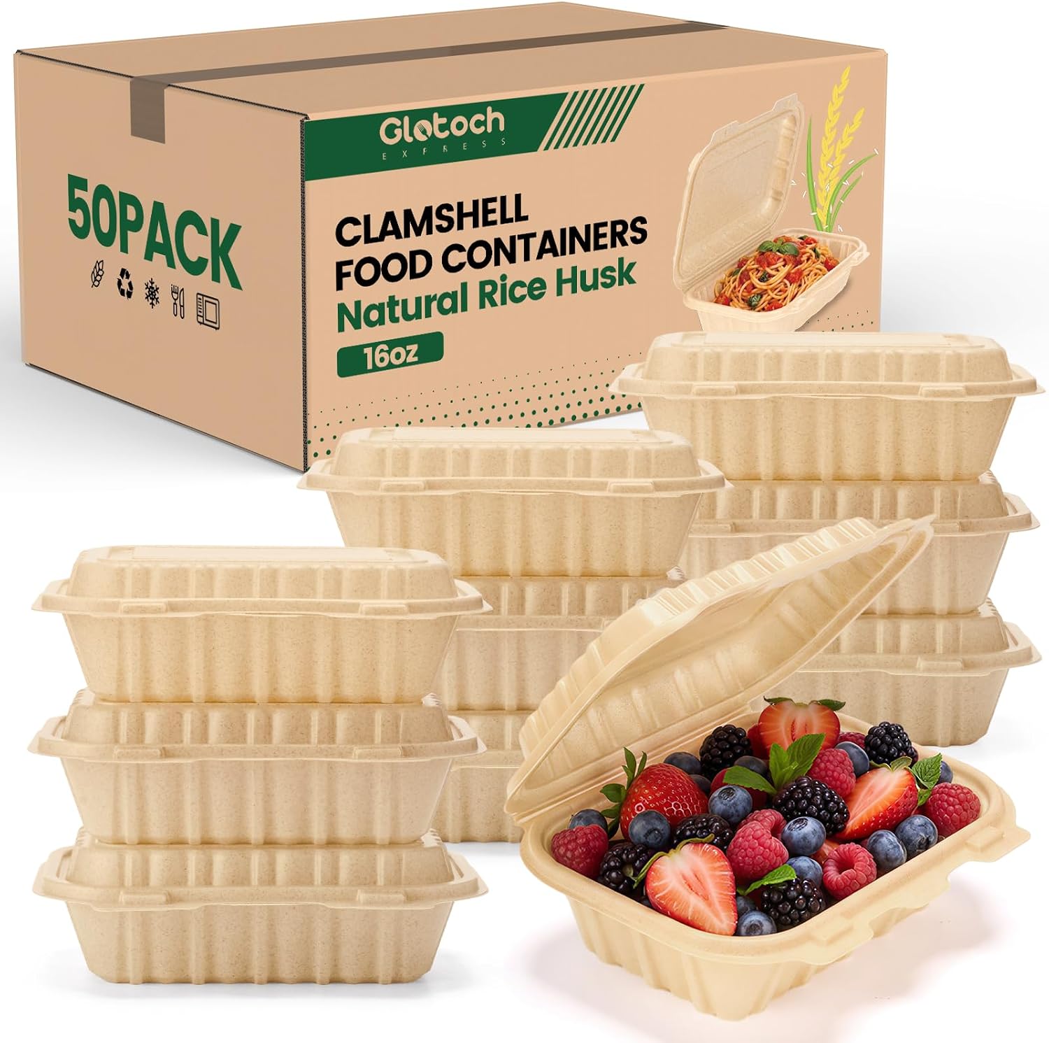 50 Pack 16oz Clamshell Take Ou - Meal Prep Microwave 评论和价格