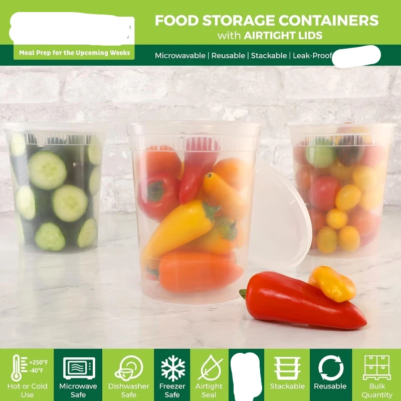 [24 Set] 8oz-32 Oz Plastic Del - Meal Prep Container 评论和价格