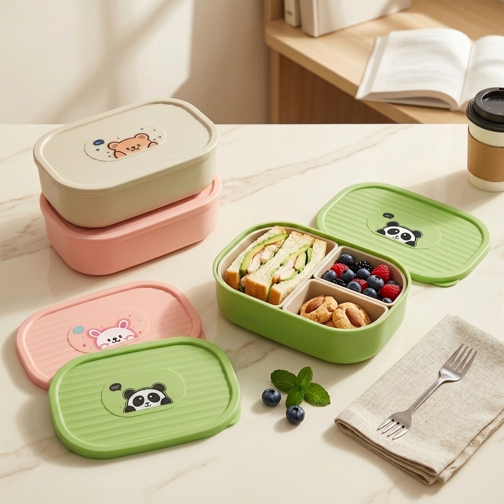 Cute Plastic Divided Lunch Box - Meal Prep Microwave 评论和价格